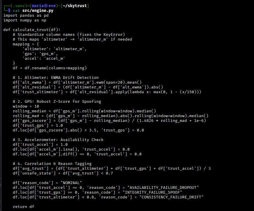 Code Snippet of Engine Logic