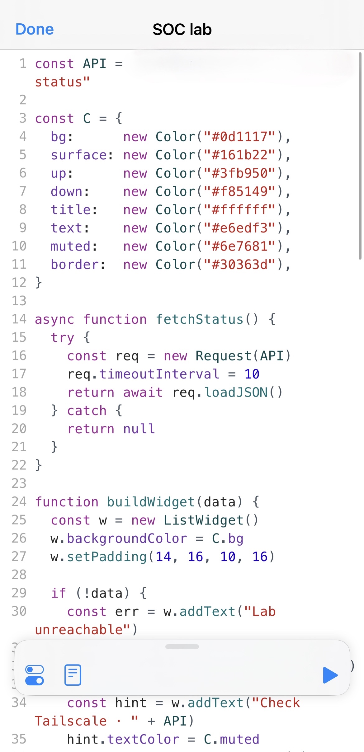 Widget showing Lab unreachable state when Tailscale is disconnected